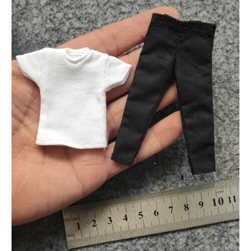 1/12 Scale Soldier Clothes White Short Sleeve+Black Pants Model for 6" Doll