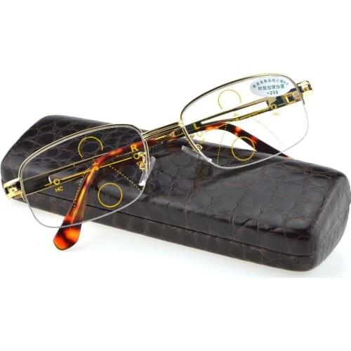 2019 Leesbril Progressive Multifocal Reading Glasses Mens See Near Far Ultra Light Alloy For Intelligence Add +1 +1.5 +2 To +4