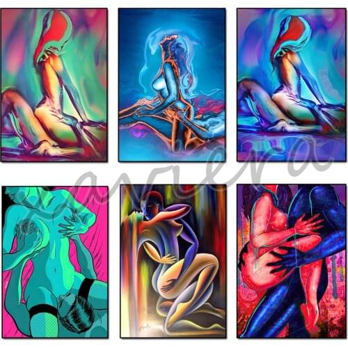 5D Diy Diamond Painting Sexy Couple Bedroom Decor Full Round Drill Embroidery Abstract Nude Human Body Romantic Cross Stitch Kit