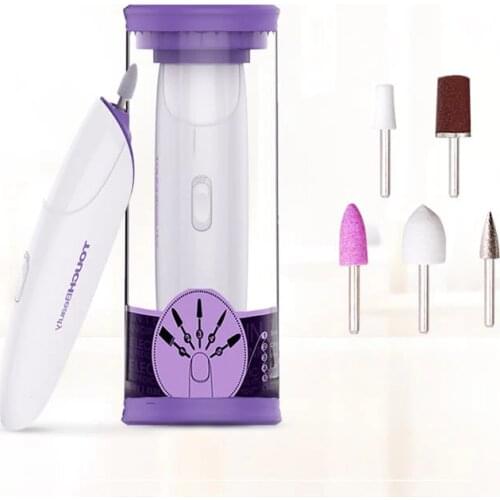 TOUCHBeauty Electric Manicure and Pedicure Set 5 in 1 Nail Drill with LED Light Nail Buffer Polisher Nail Care TB-1333P (Purple)