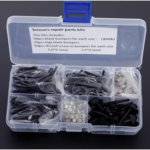 Barber Use 1 box Scissors Repair parts Kit 170pcs Replacement Rubber Bumper Silenciador Hair scissors Accessories PJ-0008