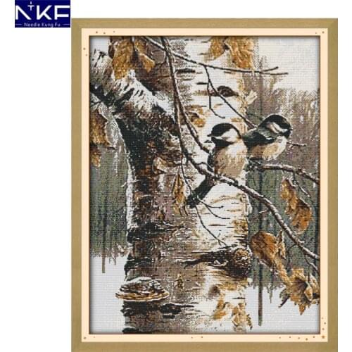 NKF Autumn birds animal style needlecraft kits Chinese cross stitch embroidery designs for home decoration