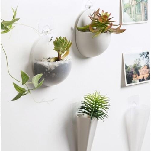 1PC Flower Pot Wall-mounted Flower Vase Hydroponics With Hook Hanging Perforated Plant Home Office Garden Decoration Dropship