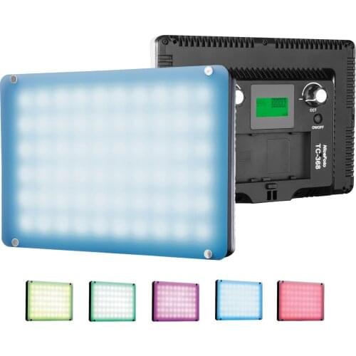 NiceFoto TC-368 RGB LED Video Light Compact Sound Controlled Panel Photography Fill Light with Power Adapter for Live Streaming