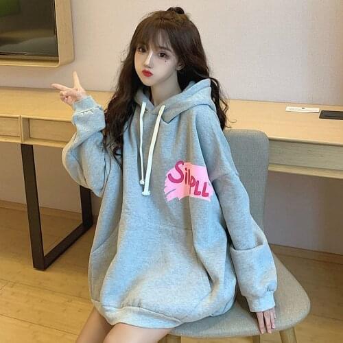 New Oversized Hoodies Women Sweatshirts Harajuku Loose Kawaii Hooded Tops for Women Full Sleeves Stamp Pullover Female Clothing