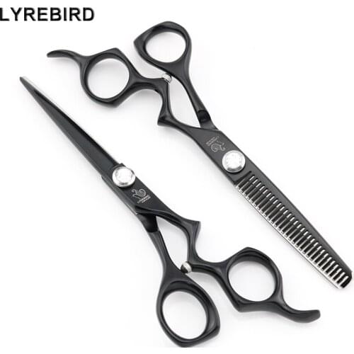 Hair Scissors 6 INCH Black Japan Hairdressing Scissors Professional Hair Shears Lyrebird HIGH CLASS 5SETS/LOT NEW