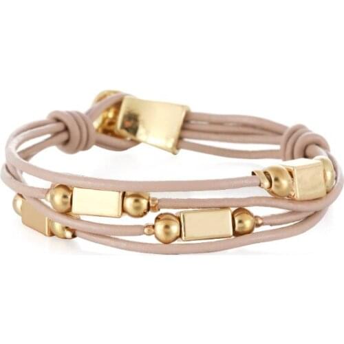 ORNAPEADIA Multi-layer Leather Beaded Bracelet for Women Retro Personality Summer Seaside Holiday Style Simple Casual Bracelet