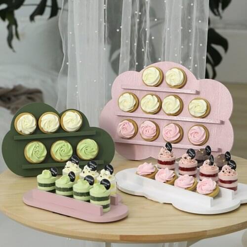 Cloud Tartlet Holders Fruit Tart Wood Trays Dessert Table Fitting Home Decoration Cake Tools Pink/Green/White Food Photography