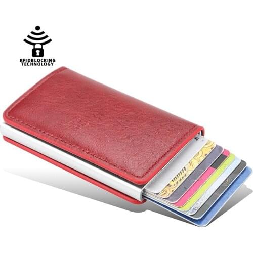 Portable Mens Card Holder Male Short Anti-Magnetic Multi-Card Bit Card Holder Automatic Bomb Card Bank Card Holder RFID