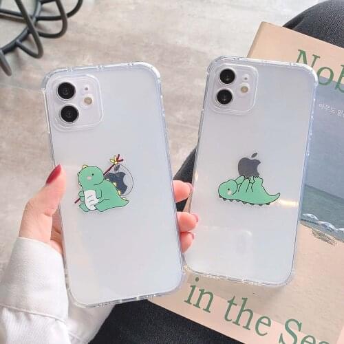 Transparent Cartoon Dinosaur Phone Cases for iPhone 12 11 Pro Max Soft Tpu Back Cover for iPhone XR X XS Max 7 8 Plus Se 2020