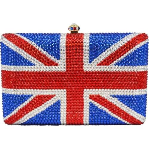 DIY customized Crystal Evening Bags UK Flag Clutch Purse