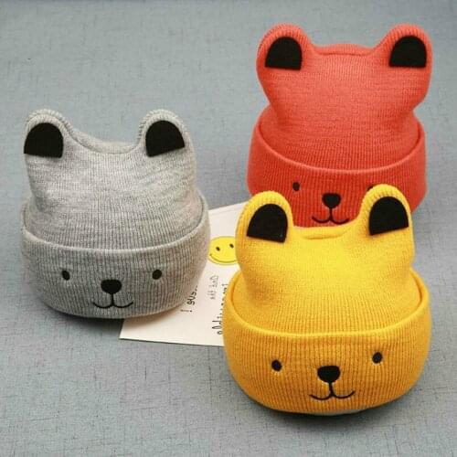 New Baby 3D Cartoon Hat Spring Autumn Baby Hat for Boys Girls Knitted Cap Winter Warm Solid Color Children Hat