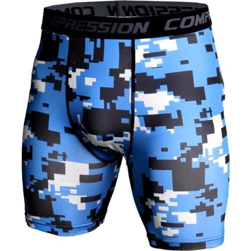 Skinny Shorts Men Casual Compression Elastic Waist Short Homme Fashion Quick Dry Camouflage Printed Compression Shorts