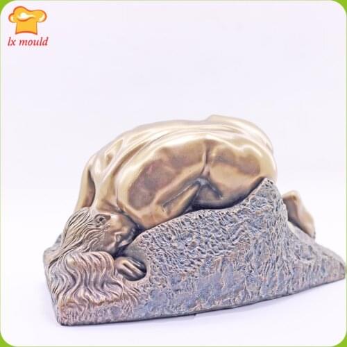 Girl Lying on The Stone Mould DIY Plaster Resin Candle Body Art Home Decoration Female Body Silicone Mold