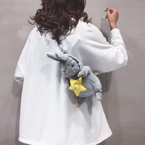 Cute Rabbit Women Plush Shoulder Bag Warm Decoration Kids Crossbody Bags Small Purse Soft Toy Handbag For Girls
