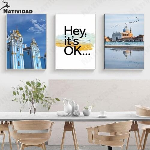Modern Abstract Paintings Canvas Painting Wall Art Decorative Wall Mirrors Text Hi, Its Ok Poster Decorations Canvas Deco Wall
