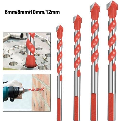 Tile Drill Bits Plastic Wood Cement Pack 6~12MM Triangle Spiral Rotary Tools