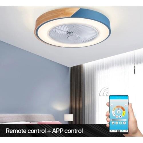Led ceiling fan invisible leaf ultra thin ceiling fan light dimming remote control modern intelligent living room bedroom