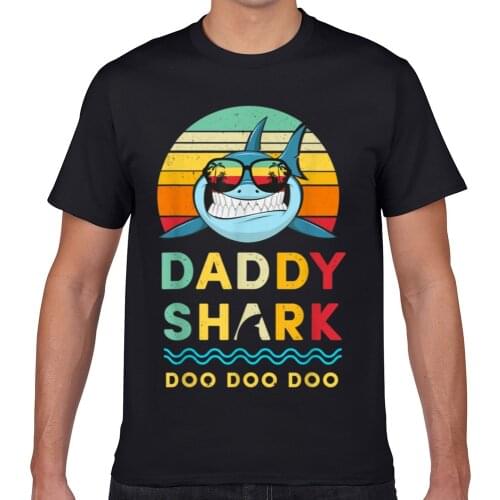 Tops T Shirt Men daddy shark doo doo doo fathers day Hip Hop Vintage Geek Print Male Tshirt XXXL