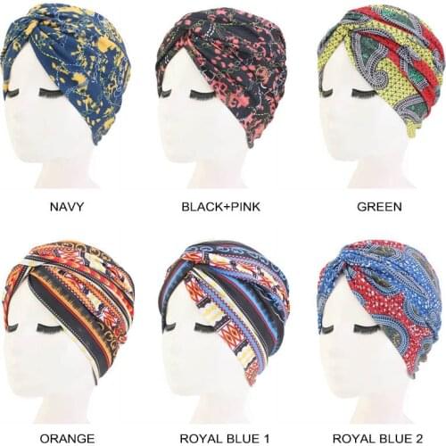 African Hair Caps Turban Flower Printed Night Sleeping Turban TwistHeadscarf Women Muslim Hair Band Chemo Hair Styling Tools