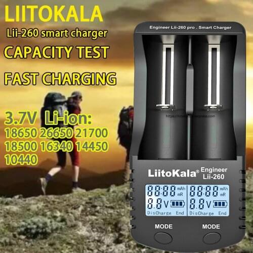 Liitokala lii-260 lcd 3.7 v 18650/18500/16340/18350/14500/10440/17500/26650 lithium battery charger detection Battery recorder