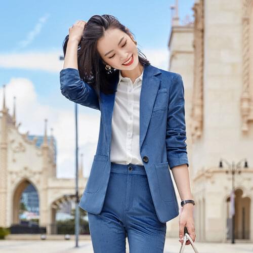 High Quality Fabric Velvet Formal OL Styles Blazer Coat Jackets Ladies Office Work Wear Tops Clothes Female Outwear Blazers