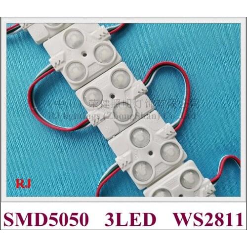 WS 2811 injection LED module light SMD 5050 RGB DC12V 3 led 0.72W 60lm WS2811 43mm*40mm*6mm square style ABS
