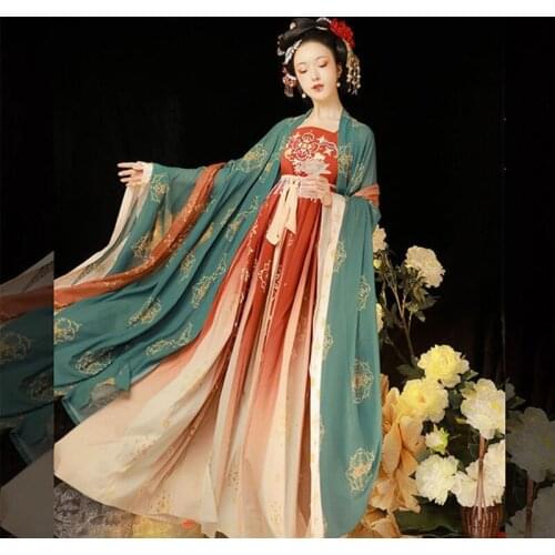 Yuanshan Edai Hanfu women Chinese Traditional Tang-suit Hanfu Princess Ancient Costume Summer Embroidered Kezi Skirt Hanfu Suit