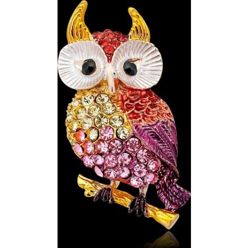 Vintage Rhinstone Beads Owl Animal Brooches For Women Metal Multi-color Animal Casual Party Brooch Pins Gifts