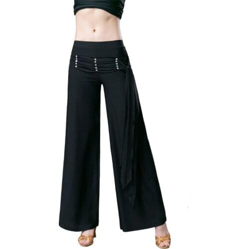 Modern Dance Trousers Female Adult Wide Leggings Elegant Waistband Dance Trousers National Standard Latin Square Trousers -6882