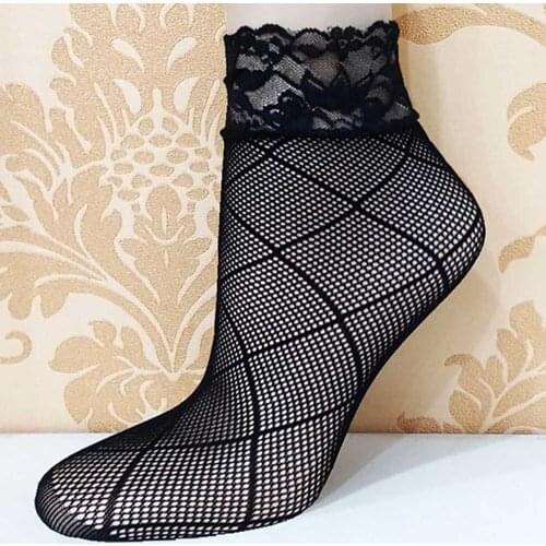 Women Sport Socks Sexy Lace Ruffle Yoga Pilates Socks Fishnet Mesh Short Ankle Yoga Sports Socks Fitness Gym Socks Accessories