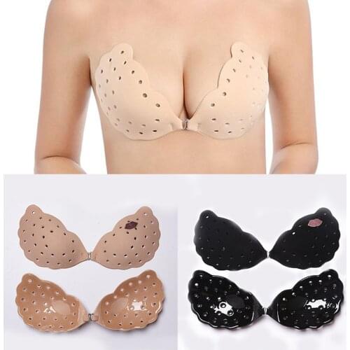 2020 Sexy Lingerie Women Push Up Silicone Bra Self Seamless Bralette Strapless Front Buckle Invisible Bras Push Up Bra Pads