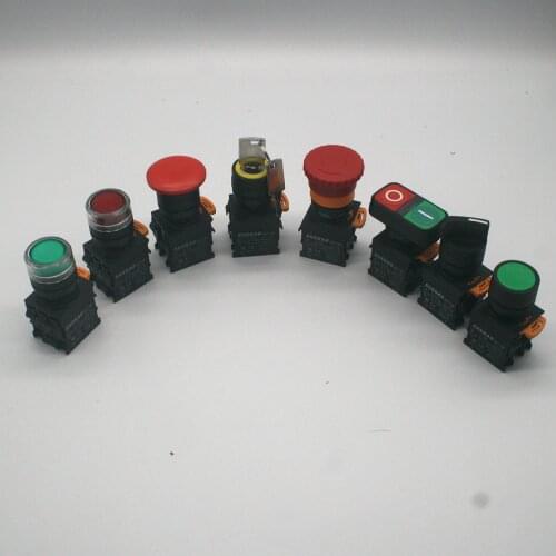 1PCS SAY7 3 position key keep selection selector button switch installation hole 22mm flat button emergency stop mushroom head
