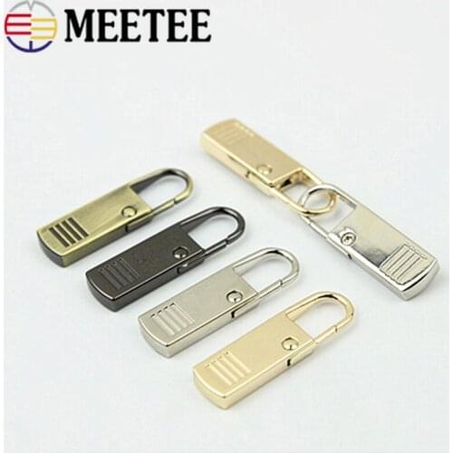 10pcs 11X38mm 5#8#10# Zipper Puller Spring Sanp Buckle Removable Zip Slider Head for Metal Nylon Resin Zips Pendant Repair Tools