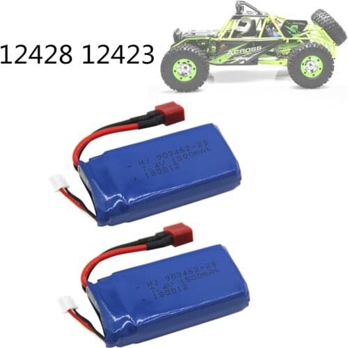 2pcs/set 7.4V 1500mAh Lipo Battery 12423 12428 For Wltoys 12423 12428 Crawler Car Battery 1500 mah 7.4 V Lithium battery