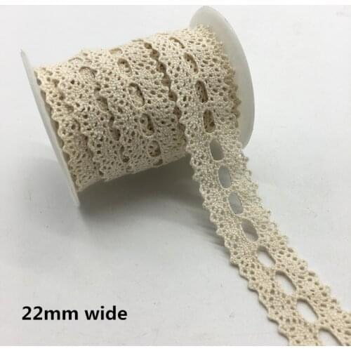 2 Yards/lot 22mm Wide Apparel Sewing Fabric Trim Cotton Crocheted Lace Fabric Ribbon Handmade Accessories #FF19