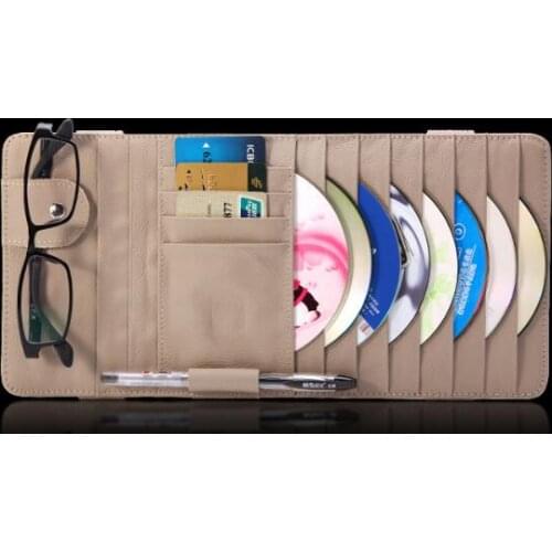 3 color Car Glasses Portable Leather Sun Visor Sunshade 8 Disc Capacity DVD CD Case for Car Media Storage CD Bag