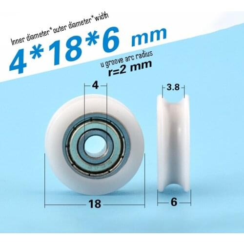 3Pcs/lot Nylon U Groove Pulleys Home Door Window Guide Wheel Roller Pulley, Hanging Concave Bearing Pulley Furniture Accessories