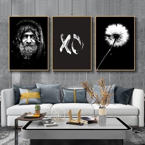 3 Pieces Black White Dandelion Old Man Canvas Poster Wall Art Painting Nordic Print Poster Wall Picture Living Room Decoration