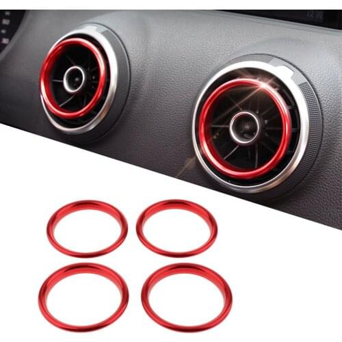 4Pcs Aluminum Alloy Car Air Vent Outlet Rings Blue