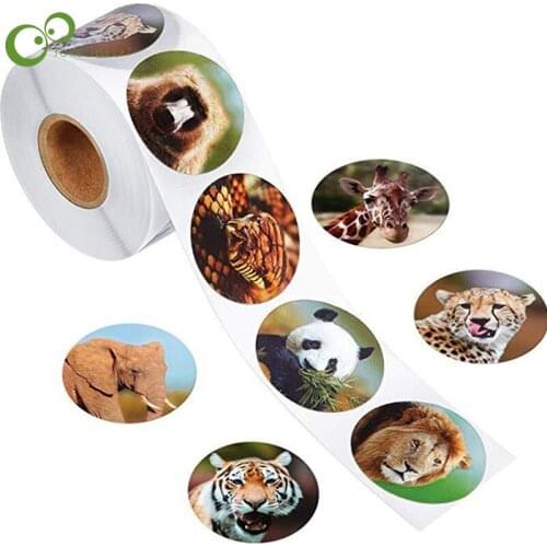 500pcs school teacher reward sticker 8 designs pattern lion zoo Animals cartoon Stickers for kids classic toys sticker WYW