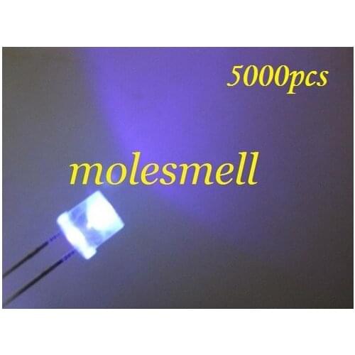 5000pcs 5mm flat top purple uv led water clear purple led big/wide angle uv led 5mm flat head purple/uv light lamp