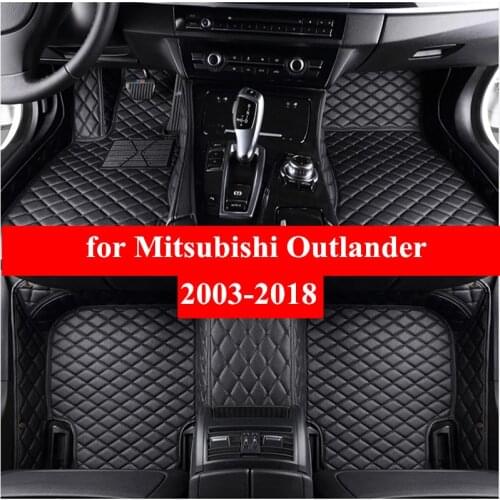 Car Floor Mats For Mitsubishi Outlander 2003- 2016 2017 2018 Flash Mat Leather Custom Foot Pads Automobile Carpet Cover