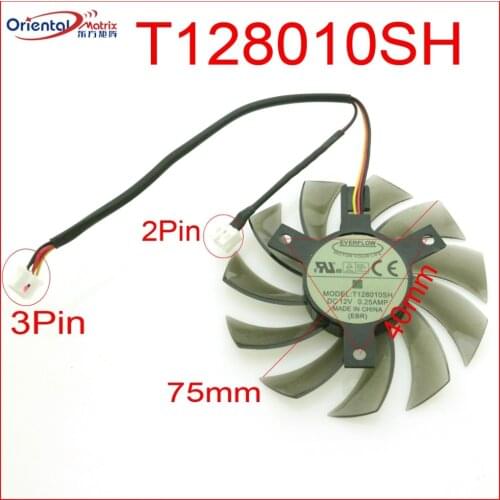 Free Shipping T128010SH DC12V 0.25A 75mm 3Pin For Gigabyte GV-R585OC-1GD GV-N460OC-1GI Graphics Card Cooler Cooling Fan