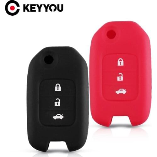 KEYYOU 10x 2/3 Buttons For Honda Fit Wisdom Marina CITY XRV Fob Key Holder Silicone Remote Car-Styling Car Key Case Cover Fit