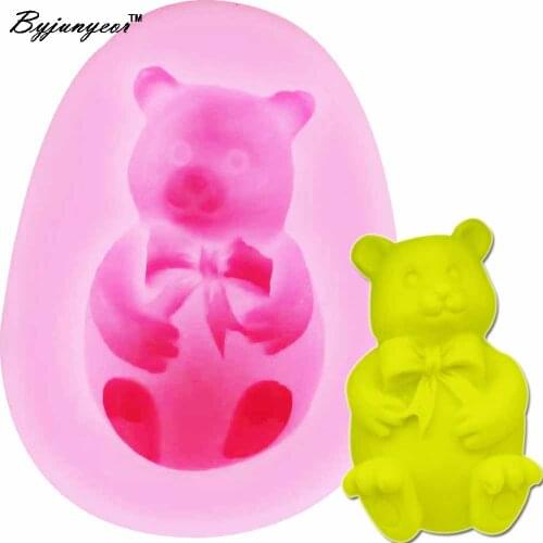 Byjunyeor Bear Epoxy Silicone Molds UV Resin Clay Candle Fondant Cake Decorating Tools Gumpaste Chocolate Candy Moulds M879