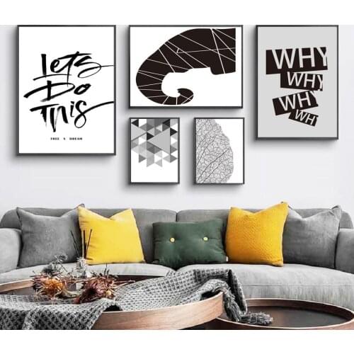Modern Style Black White Quotes Canvas Painting Abstract Animal Pattern Posters And Prints Wall Pictures For Living Room Decor