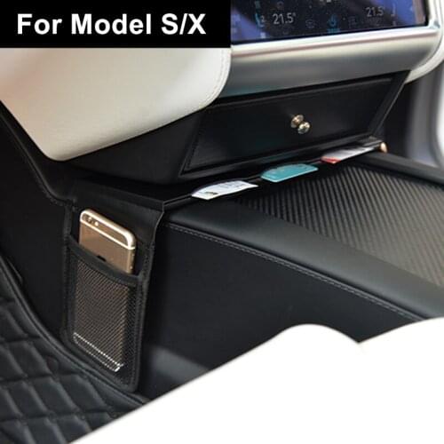 For Tesla Model S/X Center Armrest Box Saddle Phone Holder Case Bag Card Insert Storage Cover
