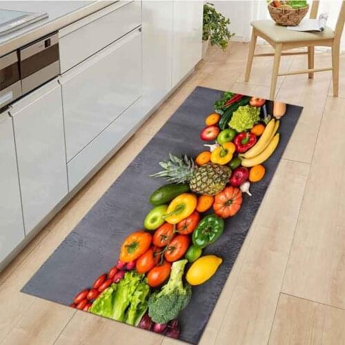 Home Fruit Pattern Kitchen Rug Anti-Slip Welcome Indoor Doormat Carpet for Living Room Washable Bath Mat