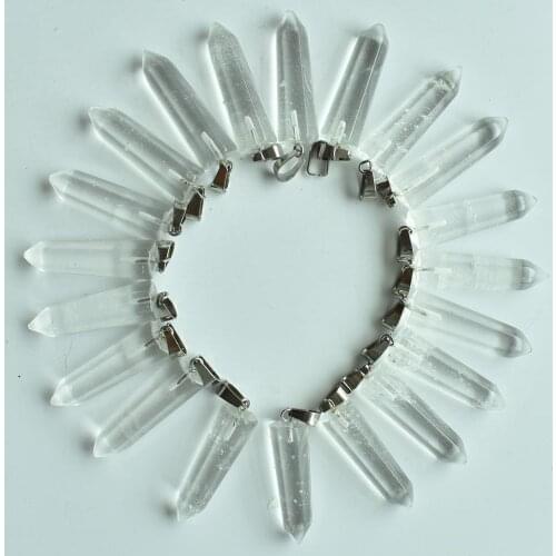 Fashion Hot Sell watermelon white stone Charm Hexagonal pillar point Pendants for jewelry marking Wholesale 24Pcs Free shipping